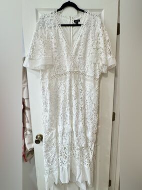 Boohoo White Lace Midi Dress